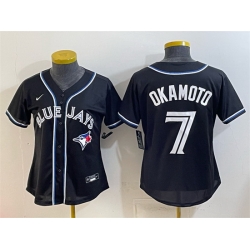 Youth Toronto Blue Jays  7 Kazuma Okamoto 2026 Fashion Replica Black Out Stitched Baseball Jersey