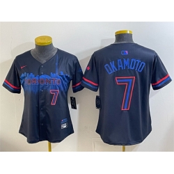 Youth Toronto Blue Jays  7 Kazuma Okamoto Navy 2024 City Connect Limited Stitched Baseball Jersey