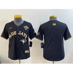 Youth Toronto Blue Jays Blank Black Gold 2025 American League Champions Limited Stitched Baseball Jersey
