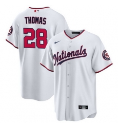 Men Washington Nationals 28 Lane Thomas White Cool Base Stitched Baseball Jersey