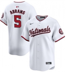 Men Washington Nationals 5 CJ Abrams White 2024 Home Limited Stitched Baseball Jersey