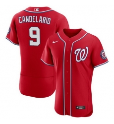 Men Washington Nationals 9 Jeimer Candelario Red Flex Base Stitched MLB Jersey