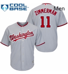 Mens Majestic Washington Nationals 11 Ryan Zimmerman Replica Grey Road Cool Base MLB Jersey