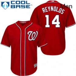 Mens Majestic Washington Nationals 14 Mark Reynolds Replica Red Alternate 1 Cool Base MLB Jersey 