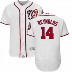 Mens Majestic Washington Nationals 14 Mark Reynolds White Home Flex Base Authentic Collection MLB Jersey