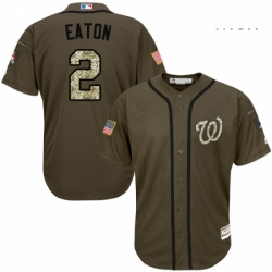 Mens Majestic Washington Nationals 2 Adam Eaton Replica Green Salute to Service MLB Jersey