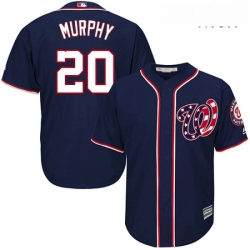 Mens Majestic Washington Nationals 20 Daniel Murphy Replica Navy Blue Alternate 2 Cool Base MLB Jersey