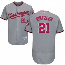 Mens Majestic Washington Nationals 21 Brandon Kintzler Grey Road Flex Base Authentic Collection MLB Jersey 