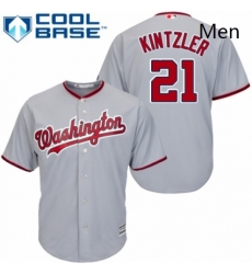 Mens Majestic Washington Nationals 21 Brandon Kintzler Replica Grey Road Cool Base MLB Jersey 