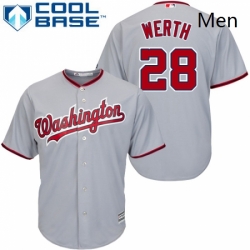 Mens Majestic Washington Nationals 28 Jayson Werth Replica Grey Road Cool Base MLB Jersey