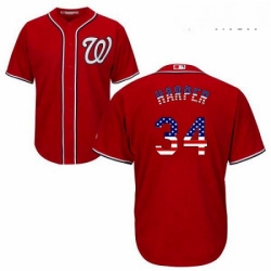 Mens Majestic Washington Nationals 34 Bryce Harper Replica Red USA Flag Fashion MLB Jersey