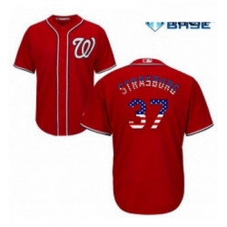 Mens Majestic Washington Nationals 37 Stephen Strasburg Replica Red USA Flag Fashion MLB Jersey