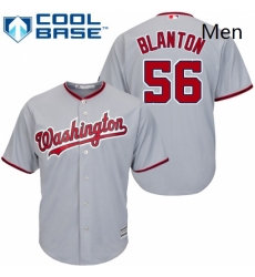 Mens Majestic Washington Nationals 56 Joe Blanton Replica Grey Road Cool Base MLB Jersey