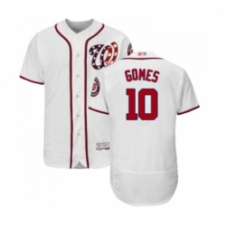 Mens Washington Nationals 10 Yan Gomes White Home Flex Base Authentic Collection Baseball Jersey