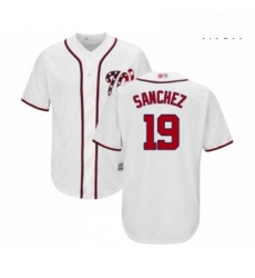 Mens Washington Nationals 19 Anibal Sanchez Replica White Home Cool Base Baseball Jersey 