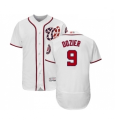 Mens Washington Nationals 9 Brian Dozier White Home Flex Base Authentic Collection Baseball Jersey