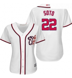 Nationals #22 Juan Soto White Home Women Stitched Baseball Jersey