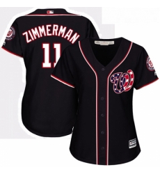 Womens Majestic Washington Nationals 11 Ryan Zimmerman Authentic Navy Blue Alternate 2 Cool Base MLB Jersey