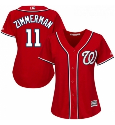 Womens Majestic Washington Nationals 11 Ryan Zimmerman Authentic Red Alternate 1 Cool Base MLB Jersey