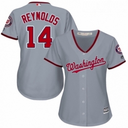 Womens Majestic Washington Nationals 14 Mark Reynolds Authentic Grey Road Cool Base MLB Jersey 