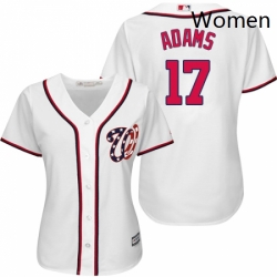 Womens Majestic Washington Nationals 17 Matt Adams Authentic White Home Cool Base MLB Jersey 