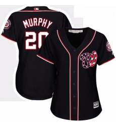 Womens Majestic Washington Nationals 20 Daniel Murphy Authentic Navy Blue Alternate 2 Cool Base MLB Jersey