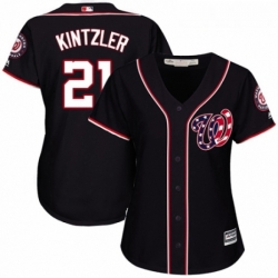 Womens Majestic Washington Nationals 21 Brandon Kintzler Replica Navy Blue Alternate 2 Cool Base MLB Jersey 