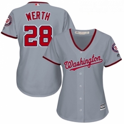 Womens Majestic Washington Nationals 28 Jayson Werth Authentic Grey Road Cool Base MLB Jersey