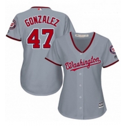 Womens Majestic Washington Nationals 47 Gio Gonzalez Authentic Grey Road Cool Base MLB Jersey