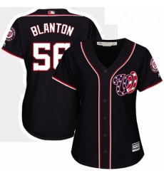 Womens Majestic Washington Nationals 56 Joe Blanton Authentic Navy Blue Alternate 2 Cool Base MLB Jersey