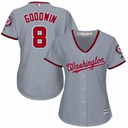 Womens Majestic Washington Nationals 8 Brian Goodwin Replica Grey Road Cool Base MLB Jersey 