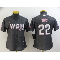 Women's Washington Nationals #22 Juan Soto 2022 Gray City Connect Cherry Blossom Cool Base Stitched Jersey