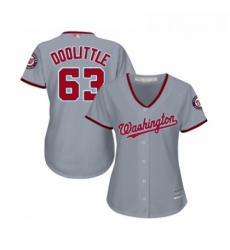 Womens Washington Nationals 63 Sean Doolittle Replica Grey Road Cool Base Baseball Jersey 