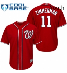 Youth Majestic Washington Nationals 11 Ryan Zimmerman Replica Red Alternate 1 Cool Base MLB Jersey