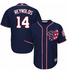 Youth Majestic Washington Nationals 14 Mark Reynolds Replica Navy Blue Alternate 2 Cool Base MLB Jersey 