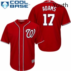 Youth Majestic Washington Nationals 17 Matt Adams Authentic Red Alternate 1 Cool Base MLB Jersey 