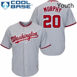 Youth Majestic Washington Nationals 20 Daniel Murphy Replica Grey Road Cool Base MLB Jersey