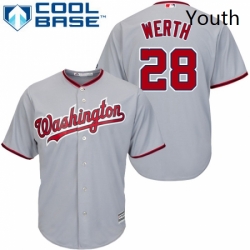 Youth Majestic Washington Nationals 28 Jayson Werth Replica Grey Road Cool Base MLB Jersey