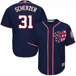 Youth Majestic Washington Nationals 31 Max Scherzer Replica Navy Blue Alternate 2 Cool Base MLB Jersey