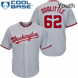 Youth Majestic Washington Nationals 62 Sean Doolittle Replica Grey Road Cool Base MLB Jersey 