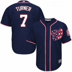 Youth Majestic Washington Nationals 7 Trea Turner Replica Navy Blue Alternate 2 Cool Base MLB Jersey