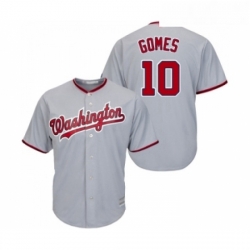 Youth Washington Nationals 10 Yan Gomes Replica Grey Road Cool Base Baseball Jersey 