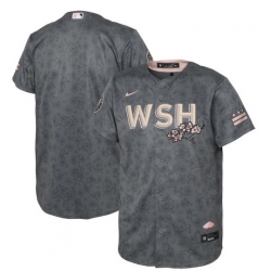 Youth Washington Nationals Blank 2022 Grey City Connect Cherry Blossom Stitched Baseball Jersey