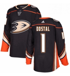 Mens Adidas Anaheim Ducks 1 Lukas Dostal Authentic Black Home NHL Jersey 