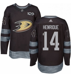 Mens Adidas Anaheim Ducks 14 Adam Henrique Authentic Black 1917 2017 100th Anniversary NHL Jersey 