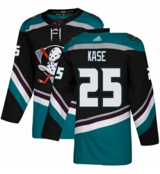 Mens Adidas Anaheim Ducks 25 Ondrej Kase Authentic Black Teal Third NHL Jersey 