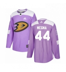 Mens Adidas Anaheim Ducks 44 Jaycob Megna Authentic Purple Fights Cancer Practice NHL Jersey 