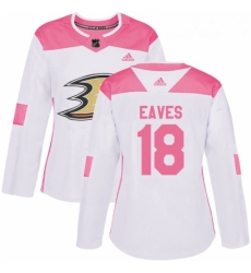 Womens Adidas Anaheim Ducks 18 Patrick Eaves Authentic WhitePink Fashion NHL Jersey 