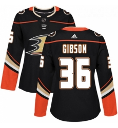 Womens Adidas Anaheim Ducks 36 John Gibson Authentic Black Home NHL Jersey 