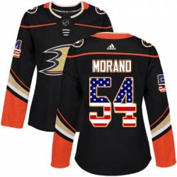 Womens Adidas Anaheim Ducks 54 Antoine Morand Authentic Black USA Flag Fashion NHL Jersey 